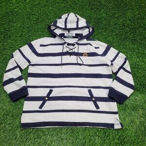 Ralph-Lauren Lace-Up Hoodie Womens Large 21x24 Stripes
